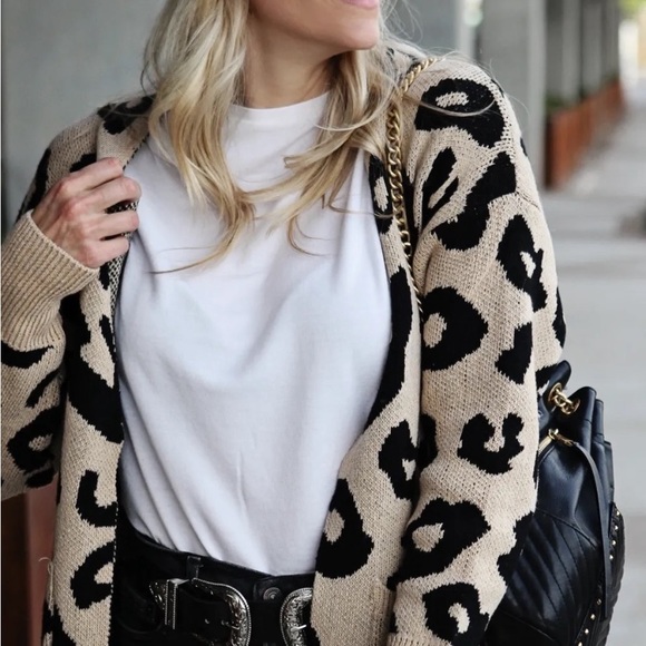 Boho leopard print open front cardigan - Picture 6 of 8